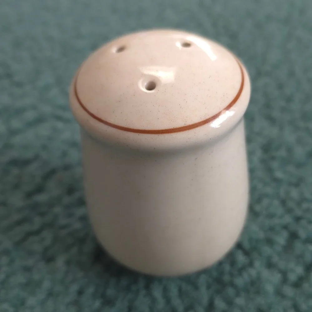 Vintage Newcor Our Country Stoneware Salt Shaker Cream Speckled Ceramic Houses